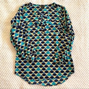 Style & Co Patterned Silky Long Sleeve Top